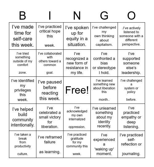 Leadership Bingo Card