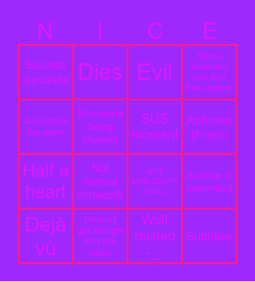 Aphmau Bingo Card