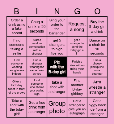 MARY'S BIRTHDAY BAR CRAWL Bingo Card