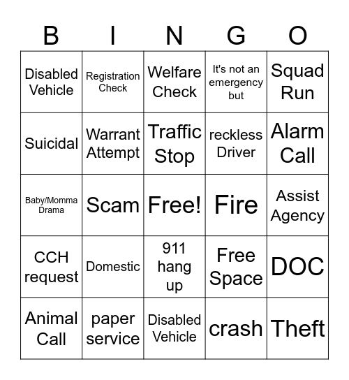 Dispatch Bingo Card
