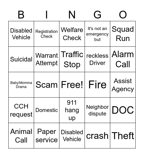 Dispatch Bingo Card