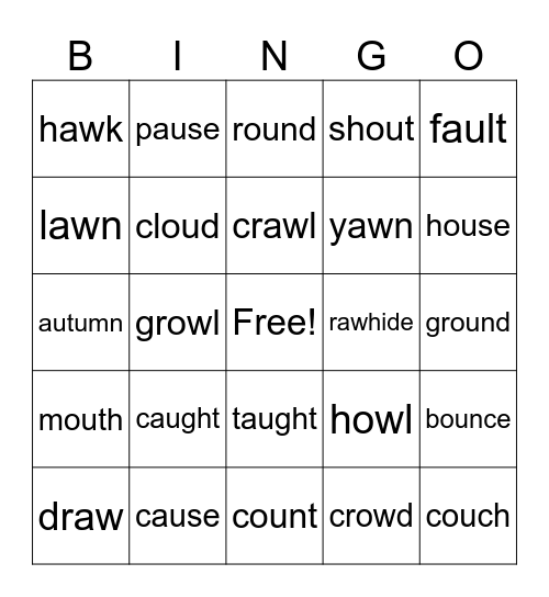 AU/AW & OU/OW Bingo Card