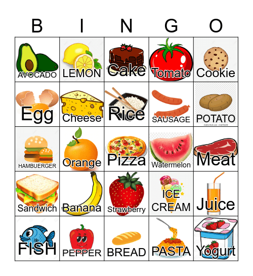 FOOD Bingo Card