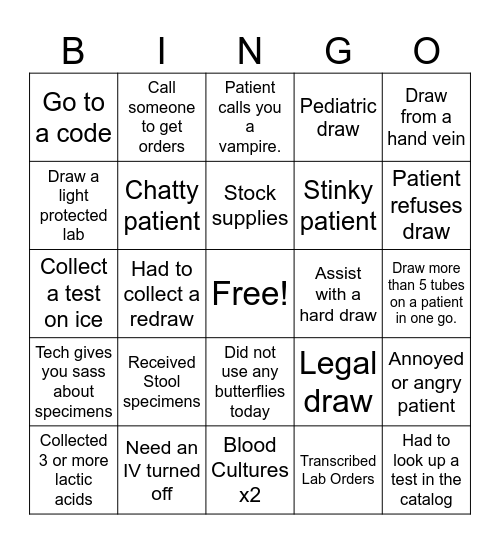 Phelb Lab Week Bingo Card