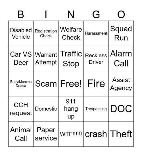 Dispatch Bingo Card