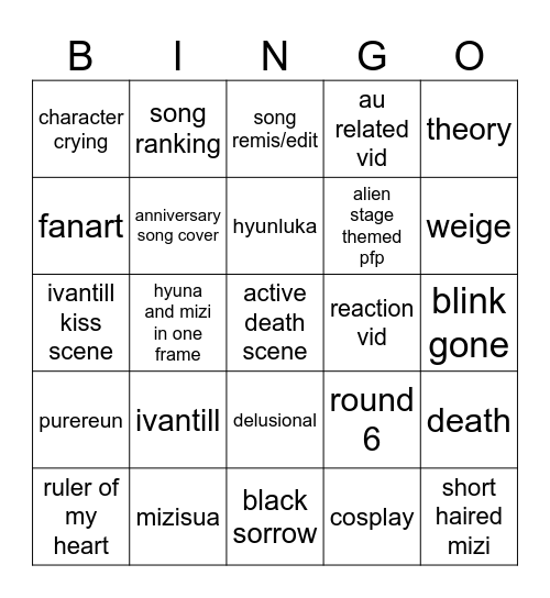 alien stage Bingo Card