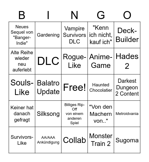 Triple I Bingo Card