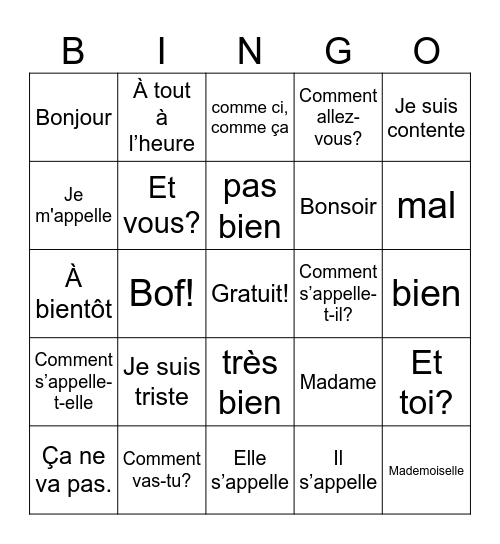 Irvina Agnant Bingo Card