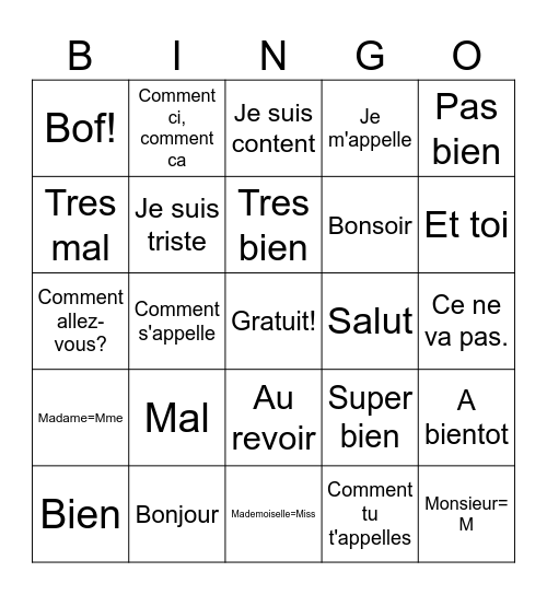 David Gonzalez Bingo Card