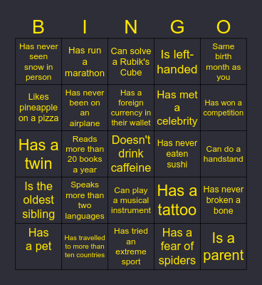 Human Bingo Card