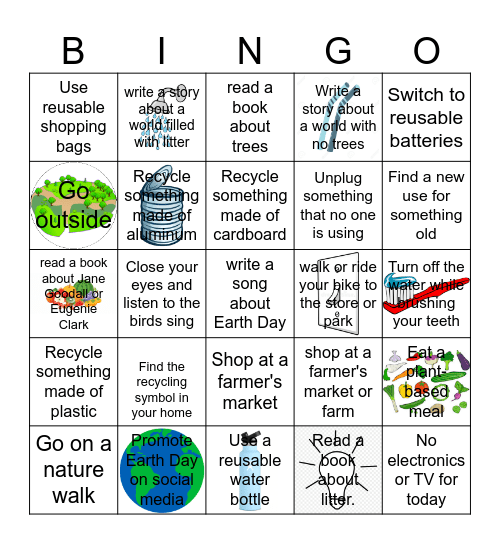 Earth Day BINGO Card