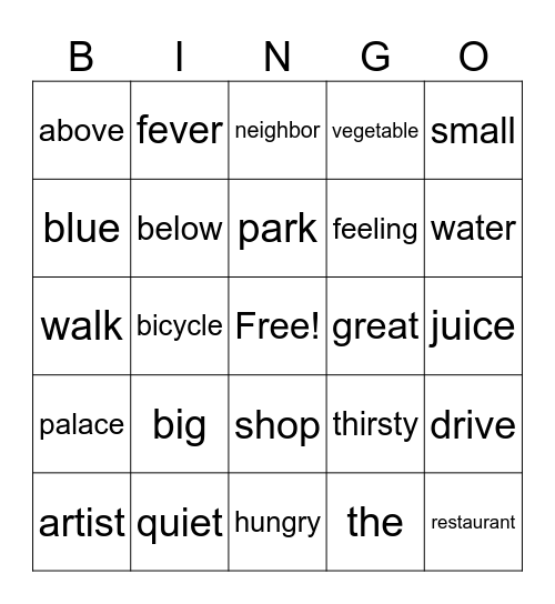 Game Day Bingo Card