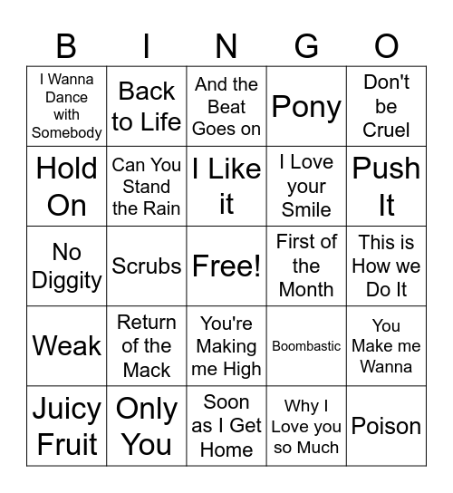 80's - 90's Bingo Card