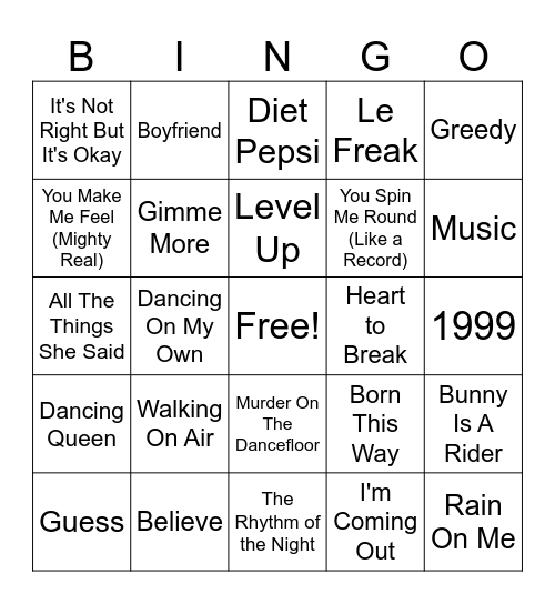 gay anthems Bingo Card