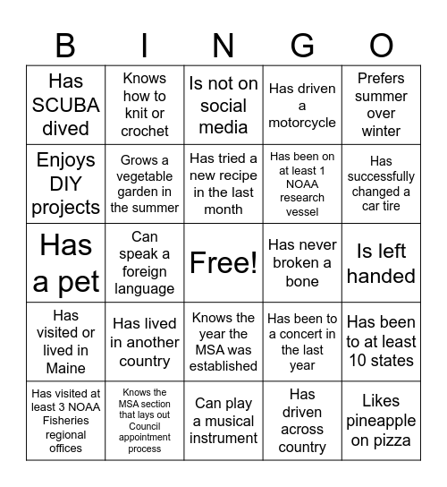 SF3 BINGO Card
