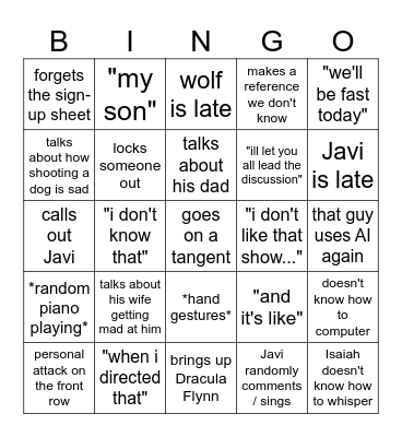 Ed-isms Bingo Card