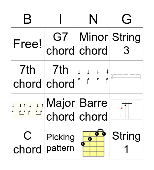 Ukulele Bingo Card