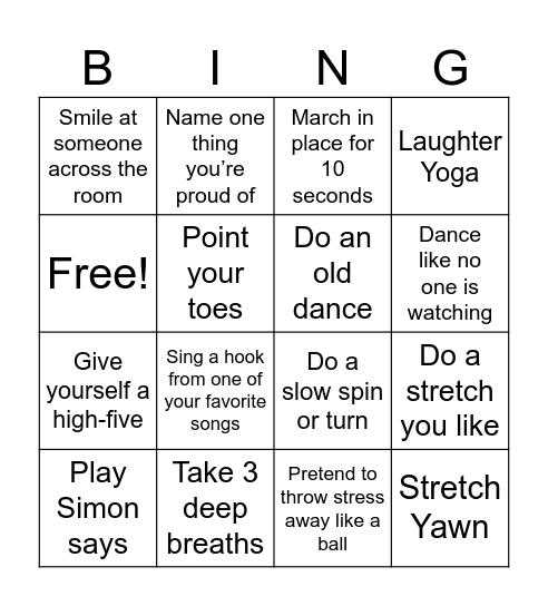 Club Sports Bingo Card