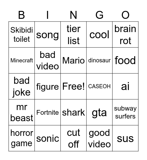 random Bingo Card