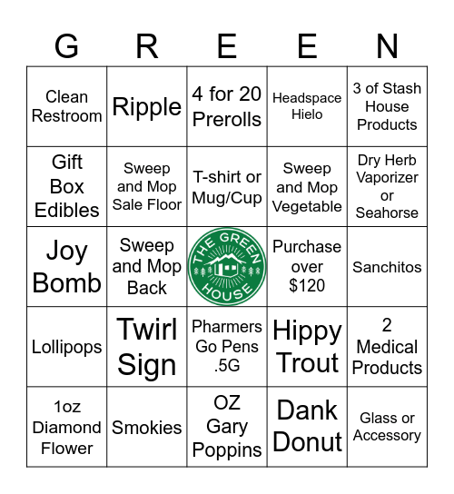 GH Greengo Bingo Card