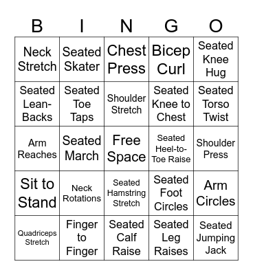 Exercise BINGO Card