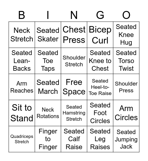 Exercise BINGO Card