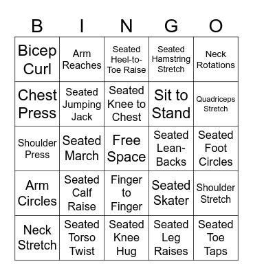 Exercise BINGO Card