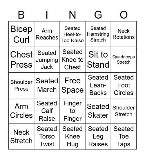 Exercise BINGO Card