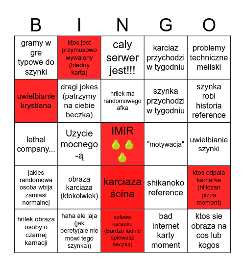MISIACZKOWO Bingo Card
