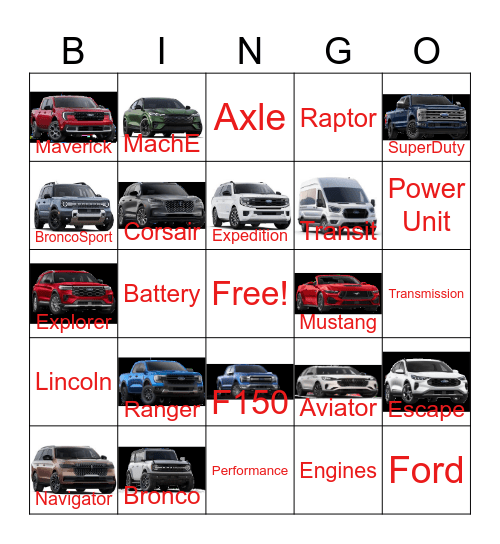 Ford Bingo Card
