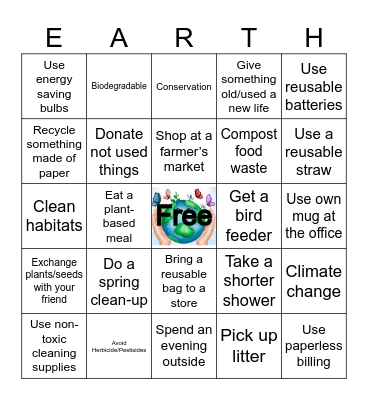 Earth Day Bingo Card