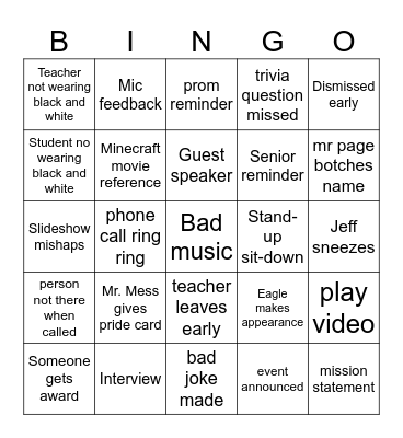 community meeting bingo Card