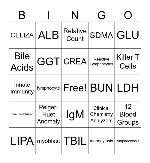 Lab 2 Bingo Card