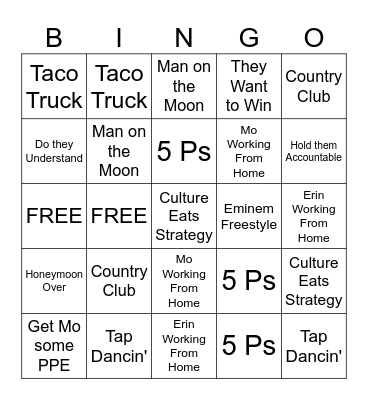 Catch Phrase BINGO Card