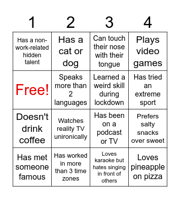 Find Someone Who... Bingo Card