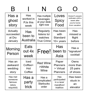 PERSONALITY BINGO Card