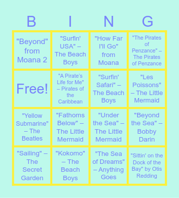 By the Beach Bingo! Bingo Card