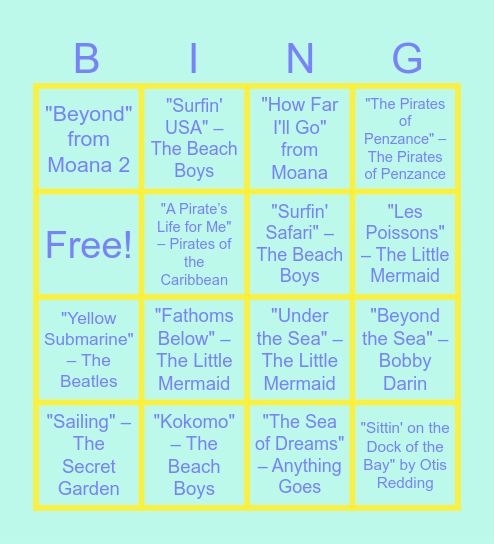 By the Beach Bingo! Bingo Card