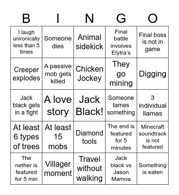 Minecraft Bingo Card