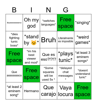 Stream Bingo Card