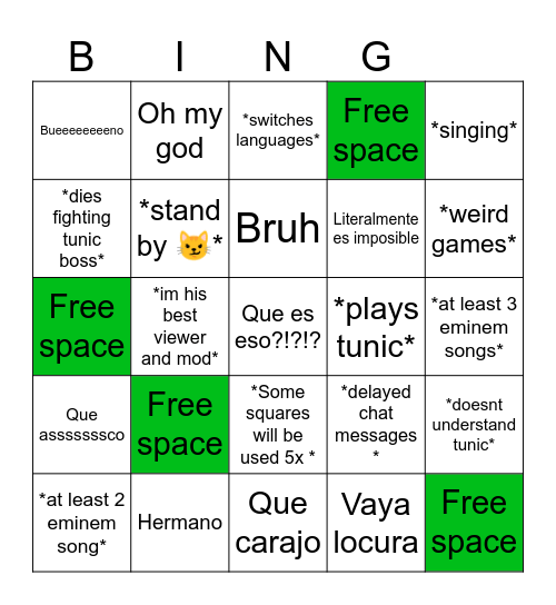 Stream Bingo Card