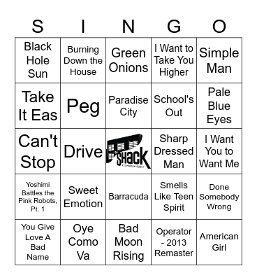 50 Best American Bands Bingo Card