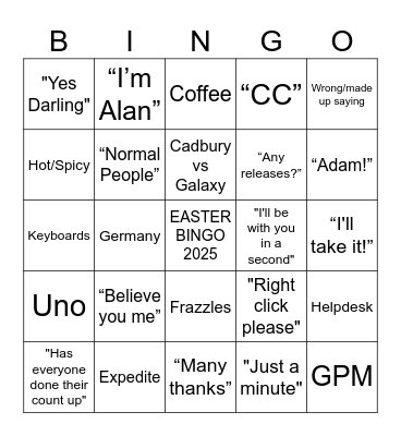 Easter Bingo 2025 Bingo Card