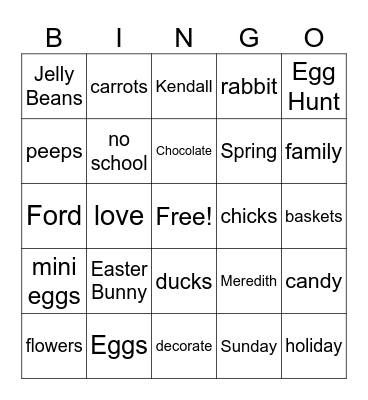 Easter Bingo Card