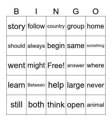Bingo 2 & 3 grade MCW Bingo Card
