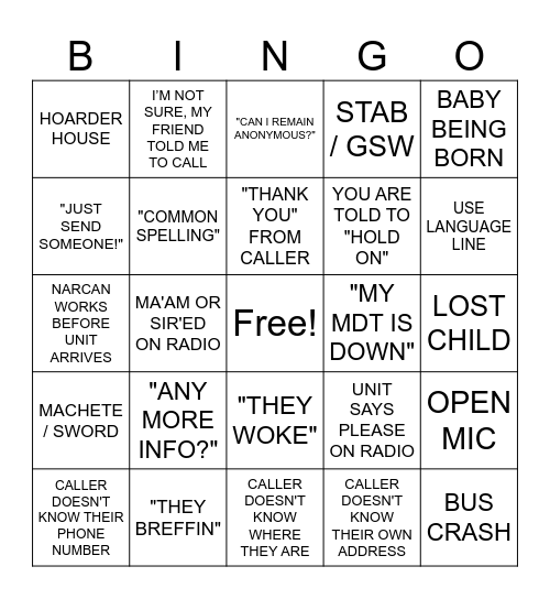 NPSTW Bingo Card