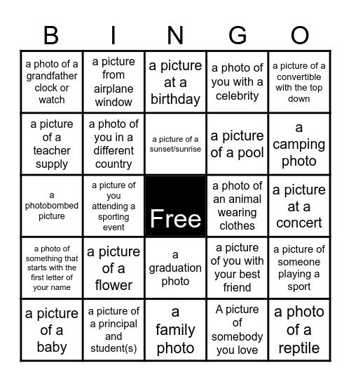 CT3 Cell Phone Scavenger Hunt Bingo Card
