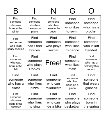 Find Someone Who BINGO Card