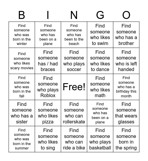 Find Someone Who BINGO Card