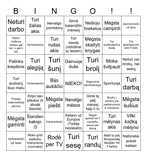 Kamilės 21 gimtadienis 2025-04-18 Bingo Card